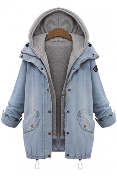 sneakysnorkel:  Two-Pieces Style 1. 2016 Plus Size Ladies 2 in 1 Denim Coat Fashion Hooded Loose Jacket Oversize Casual Denim Outerwear ไ.38 NOW: ื.11  2. Blue Two Piece In One Hooded Drawstring Single-Breast Denim Coat with Vest  ๅ.18 NOW: ฯ.84