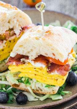 foodffs:  BACON OMELETTE GOAT CHEESE CIABATTA