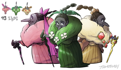 Pokemon Humanization412. Burmy 413. Wormadam 414. Mothim http://tamtamdi.com