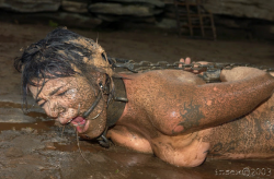 white-slave: slavefarmer:  BROKEN-DOWN.  we love this white pig she loves the mud just like us 