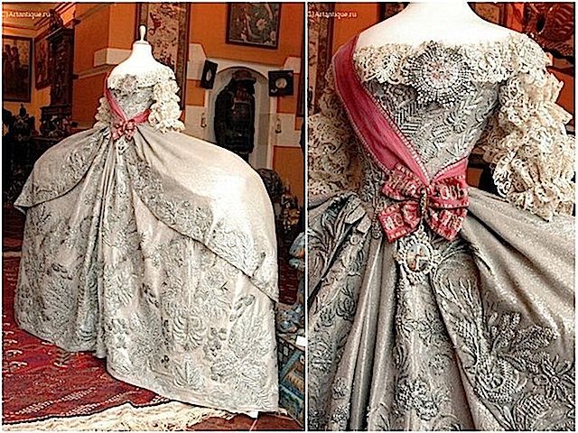 heavyarethecrowns:Future Catherine II the Great’s wedding dress she wore in 1745