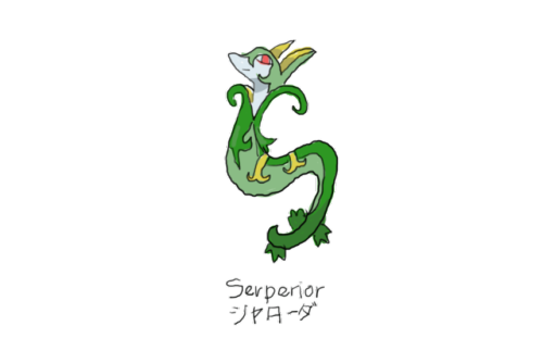 Drew Pokemon With My Left Hand, Serperior, Photoshop.