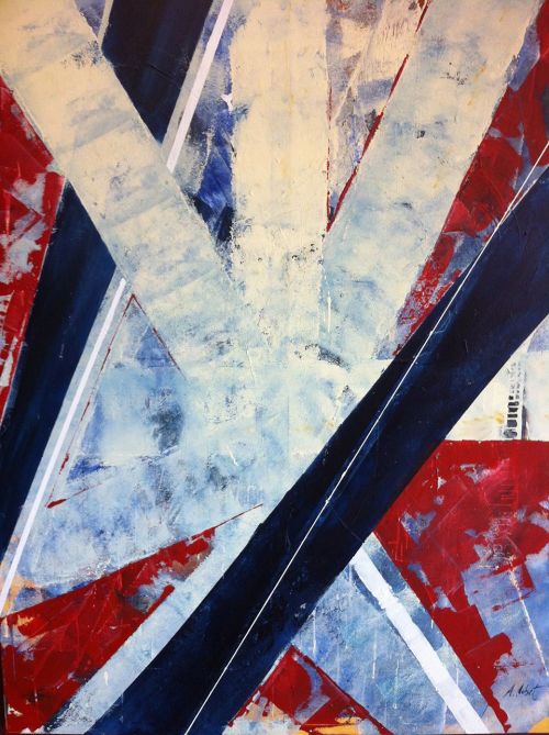 Fragmentation of the Union Jack   -   Albert Llobet Portel ,2012.Spanish, b.1988-Acrylic on canvas, 