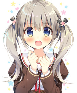 crazycutelittlefangs:Cute girl with twintails [Original]From here +_- The Cutest Little …
