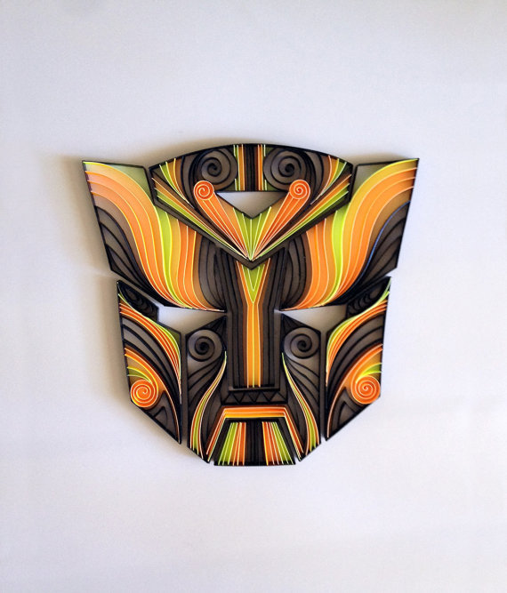 herochan:  Quilled Comic Masks Original Batman, Iron Man, Autobot and Decepticon each