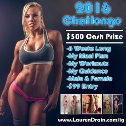 My next 6 week Challenge is here! Click link in my bio for details on @LaurenDrainFit 🙌🏼 Let&rsquo;s start the 2016 year with a bang. We had such great results and so many transformations last time that I&rsquo;m excited to do it again 🙌🏼