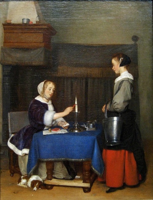 Woman Sealing a Letter, Gerard ter Borch, 1659