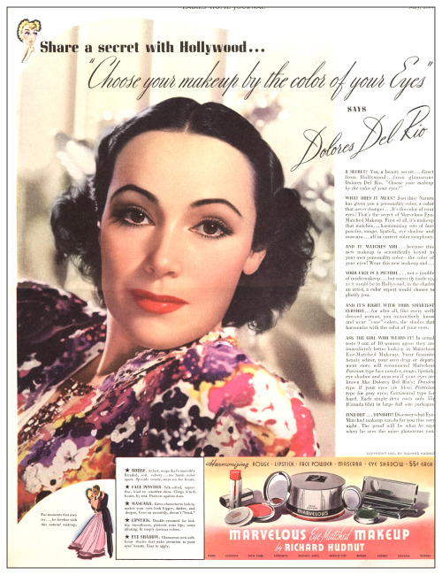 Dolores Del Rio for Richard Hudnut Cosmetics 1937