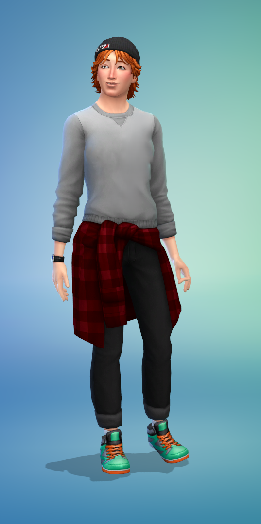 yata misaki remade in the sims 4, looking off to the left in CAS (idle animation)