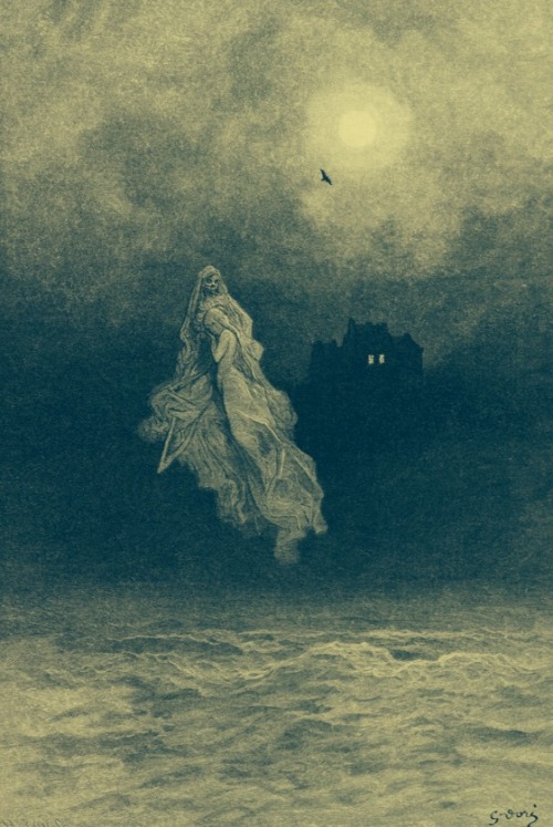 sakrogoat:  Paul Gustave Doré - Back into the Tempest (illustration to Edgar Allan Poe’