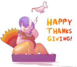 askchubbydiamond:  Diamond probably should have let Scootaloo pose for this,but she wouldn’t let her get anywhere near HER food.Anyway, Happy Thanksgiving everyone! 