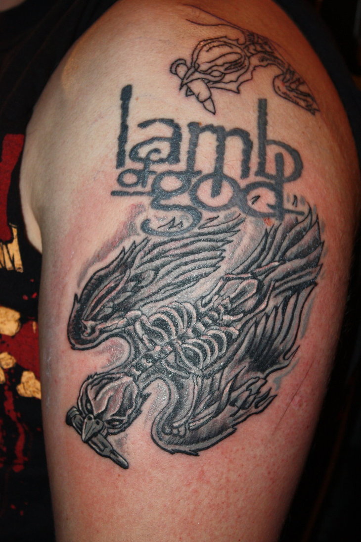added this to my collection today courtesy of Jim Adams at lightkeeper  tattoo in CT  rLambofGod