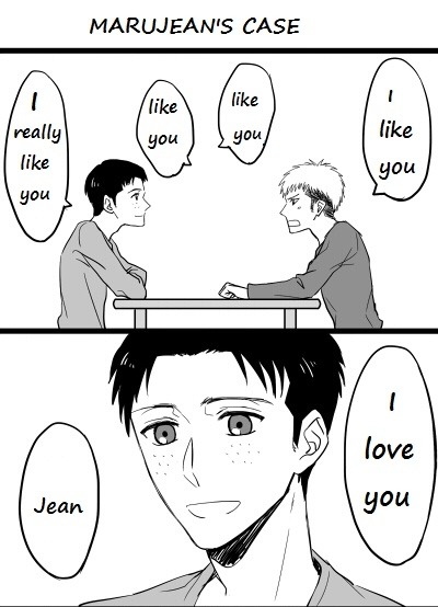 monochromefujoshi:  Title: 好きと言って照れたら負け Artist: 佑生一鷹 Translator: Chromie Jean and Marco are too prechuz I simply can’t anymore ;A; 
