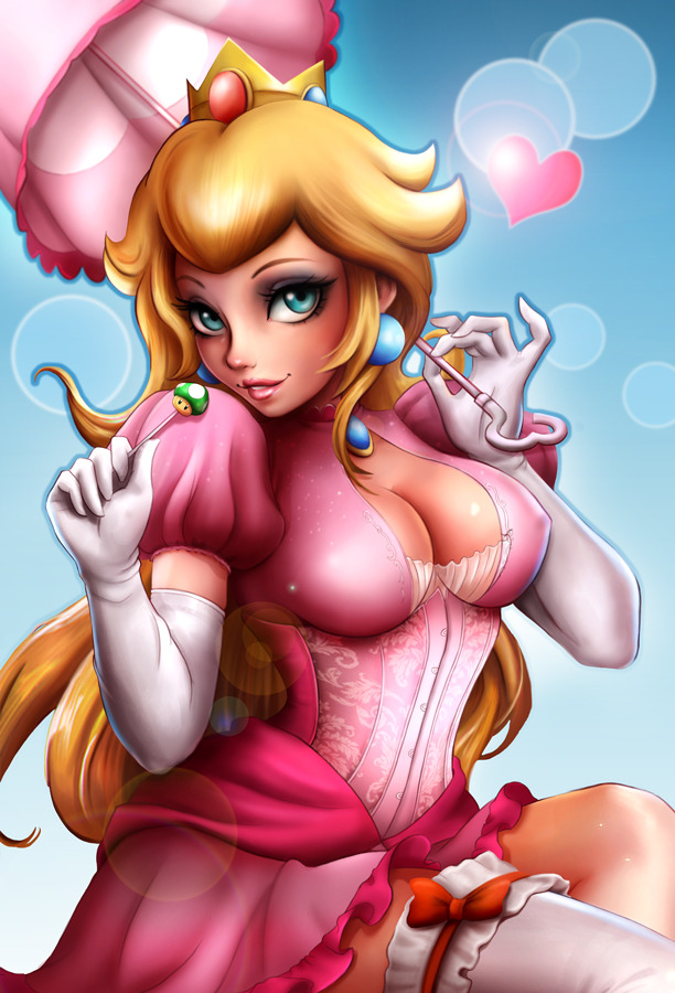 fandoms-females:  The Mistress Of Gaming Finale - Sucking On A 1UP ( peach_pin_up_by_scrappy195