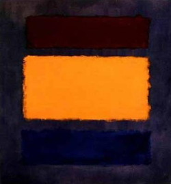 dailyrothko:Mark Rothko, Untitled (Brown, orange, blue on maroon), 1963, Oil on canvas, 81 x 76 in. (205.7 x 193 cm)