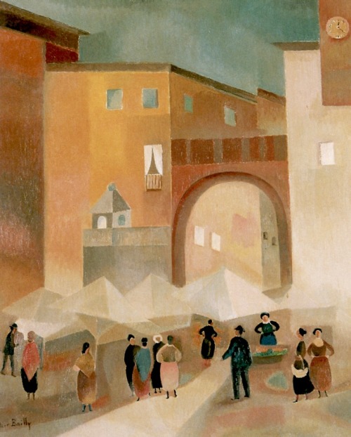 Alice Bailly - Italian Landscape II: Market in Verona 1926