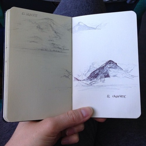 honeyes:drawing mountains on the road