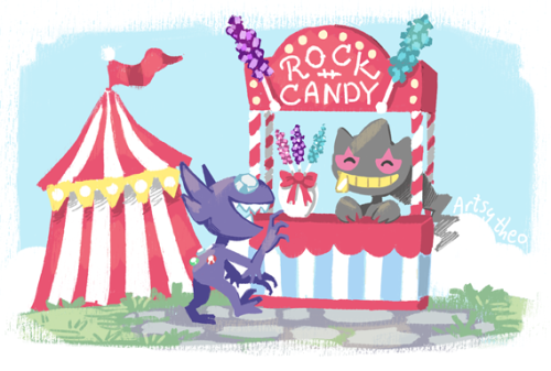 artsy-theo:Sableye and Banette at the fair!