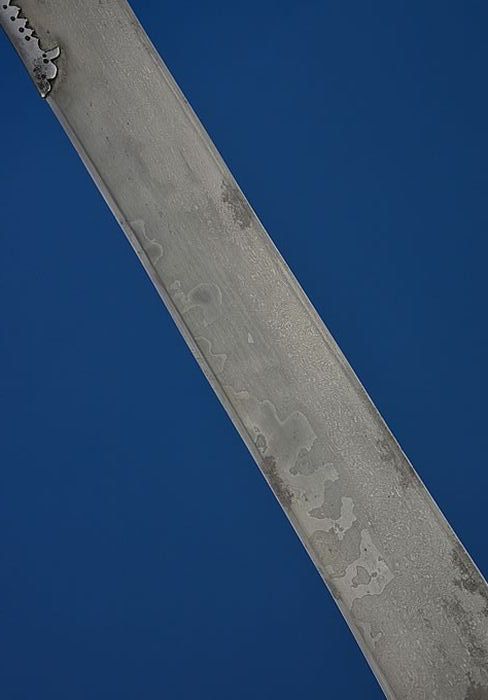 art-of-swords:  Khanda Sword Dated: 19th century Culture: probably Deccan Place of Origin: India Measurements: overall length: 37 inches (940mm); blade length: 30 inches (760mm) The hilt is of Indian ‘basket’ form features a short faceted pommel spike,