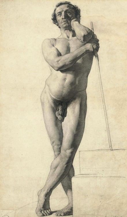 hadrian6:   Pensive Male Nude Standing. 19th.century.