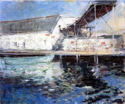 bofransson:  John Henry Twachtman, Fish Sheds, Gloucester, Massachusetts (c. 1900 – 02) 