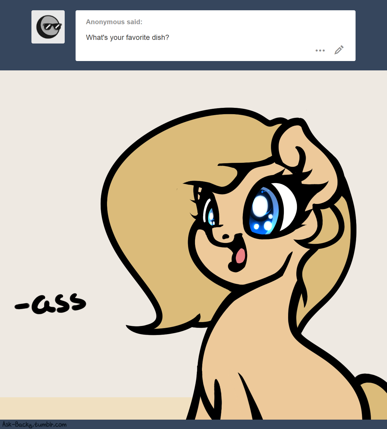 ask-backy: She eats grass.  [Patreon link]    &gt;w&lt;