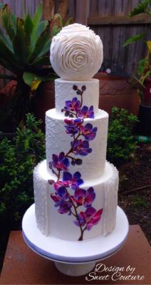 cakedecoratingtopcakes:  Hand painted orchids wedding cake. by Sweet Couture  …See the cake: http://cakesdecor.com/cakes/191614-hand-painted-orchids-wedding-cake