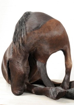 alaspoorwallace:  Berlinde De Bruyckere (Belgian, born 1964)K36 (The Black Horse), 2003Polyurethane foam, horse hide, wood, ironOverall size: 295 x 286 x 158 cm  