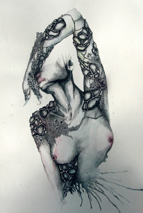 red-lipstick:  Juli Jah (Berlin, Germany) - Brutal Murder Chick, 2010    Drawings: Ink, Watercolors