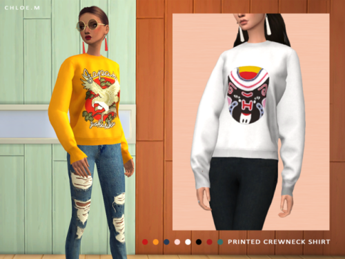 chloem-sims4 - ChloeM-Printed Crewneck Shirt Created for - The...