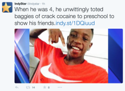 cosmic-noir:  blackblocparty:  Indy Star (a major news outlet based in Indianapolis) just ran a story about Andre Green, a 15 year old black boy recently killed by police, being connected to crack cocaine when he was 4 years old. This is disgustingly