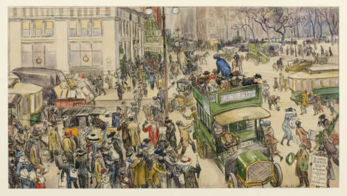 Christmas Shoppers, Madison SquareWilliam James Glackens (American; 1870–1938)1912Crayon and waterco