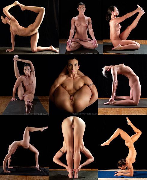 Nude female fitness yoga