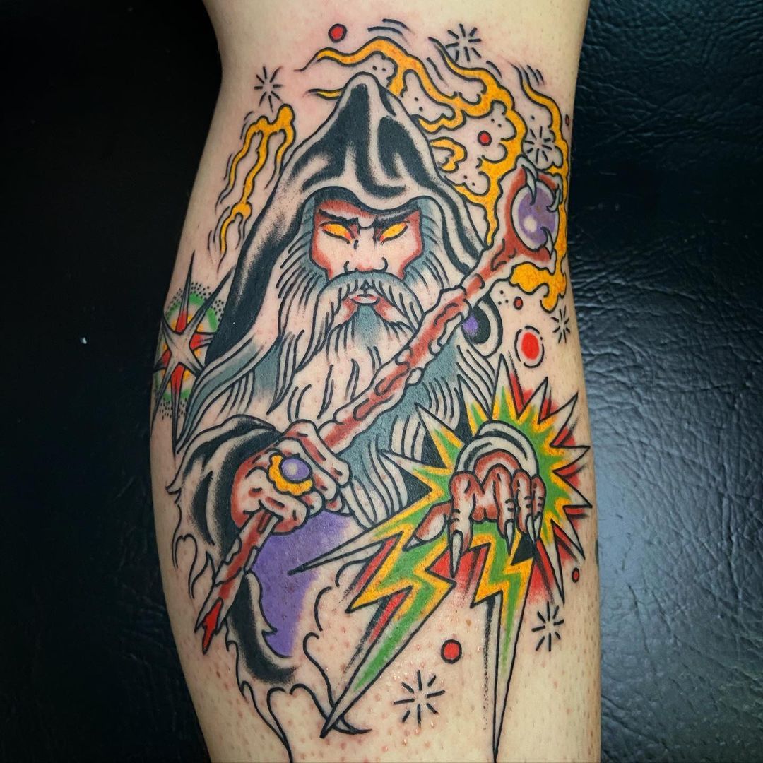Vince Genois on Instagram Trippy wizard wizardtattoo  dungeonsanddragons fantasiaartsupply c  Wizard tattoo Traditional  tattoo sketches Traditional tattoo