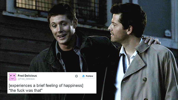 livebloggingmydescentintomadness: destiel tweet meme: the reckoning
