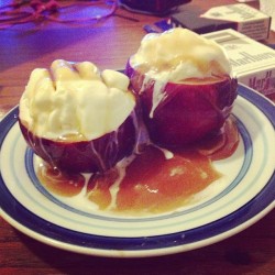 Apples, caramel, ice cream. Mmm.