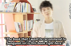 pitdae:Sungyeol and Woohyun’s book recommendations relevant to each other.
