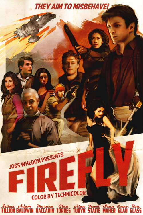 whatisleon:What time is it? It’s vintage-Firefly-movie-poster drawing time!So I finished it!! Just i