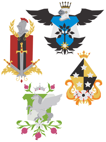 Some coat of arms I made for my DnD games.8 hours each, digital media.
