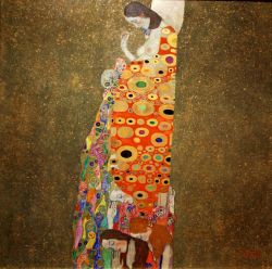 onelostdarkangel: lonequixote:    Gustav Klimt   Hope II (via @lonequixote)   😍  I love Klimt.  His Portrait of Adele Bloch Bauer I is and incredible delight. I highly recommend seeing it at the Neue Gallery in Manhattan if you’re visiting New