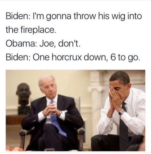 allpotterheads: wittwickey:Is it ever too late for a Biden/Obama meme. lets pretend this is Harry Po