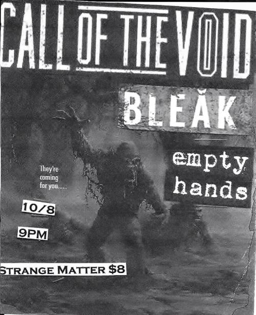 terrorshock:Thursday October 8 2015 at Strange Matter Call Of The Void Bleak Empty Hands Amara 9pm, 