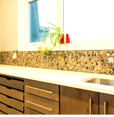 Calgary LaundryLarge Trendy L-shaped Ceramic Tile And Gray Floor Dedicated Laundry Room Photo With An