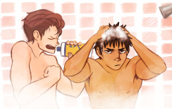sunsteez:  i think we can safely assume that oikawa sings in the shower, but i’d like to think that whenever they shower together, he gets exceptionally into it, and while it starts out as a sweet serenade for iwaizumi, it quickly turns into him belting