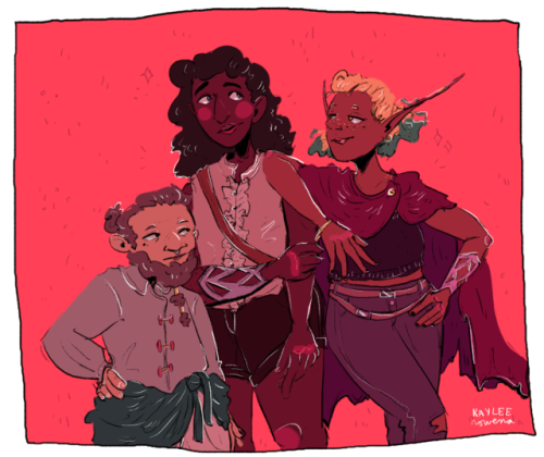 kayleerowena:those good good adventuring girls[image description: a drawing of Hecuba, Julia and Lup