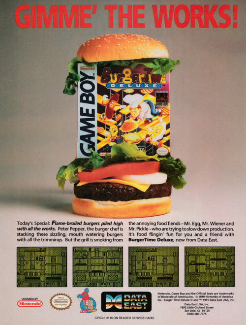 oldgamemags: Gimmie a burger with a copy of Burgertime Deluxe inside it! [Follow Old Game Mags][Supp