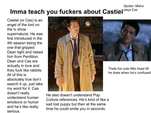 everythingoverlord:carryonwayward-potato:Here. Learn about Misha.If I only believe in one thing, It’
