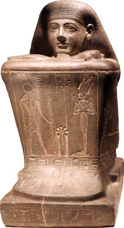 Block statue of Hor, priest of Amun at Karnak.  Artist unknown; ca. 770 BCE (23rd [Libyan] Dynasty, 