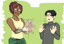 erenyeagerbomb:  &ldquo;dont you want to hold our beautiful kaiju skin mite child, levi&rdquo; &ldquo;no not really&rdquo; 