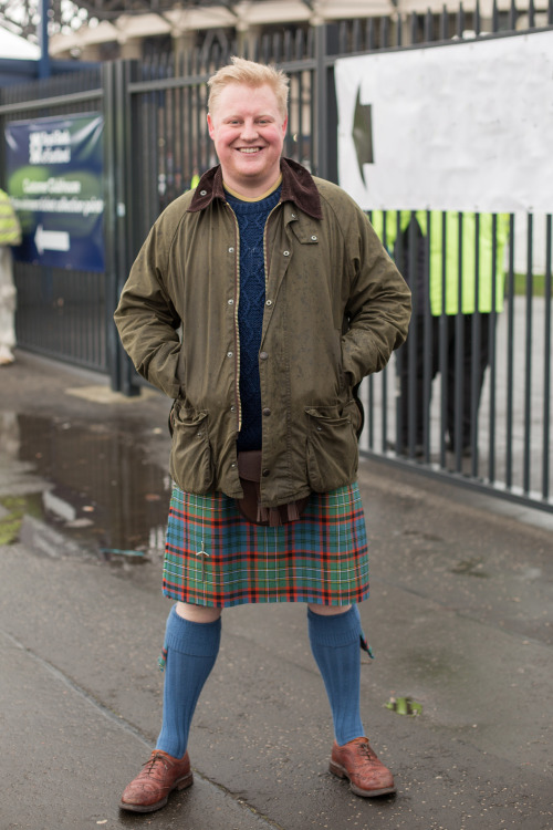 barbourpeople: We spotted Stuart in his Barbour Wax Jacket - styled with his traditional Scottish ki